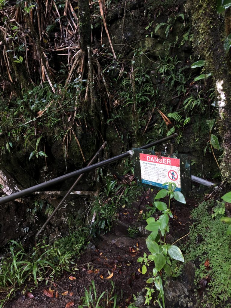 Tchupala Falls caution track closed sign