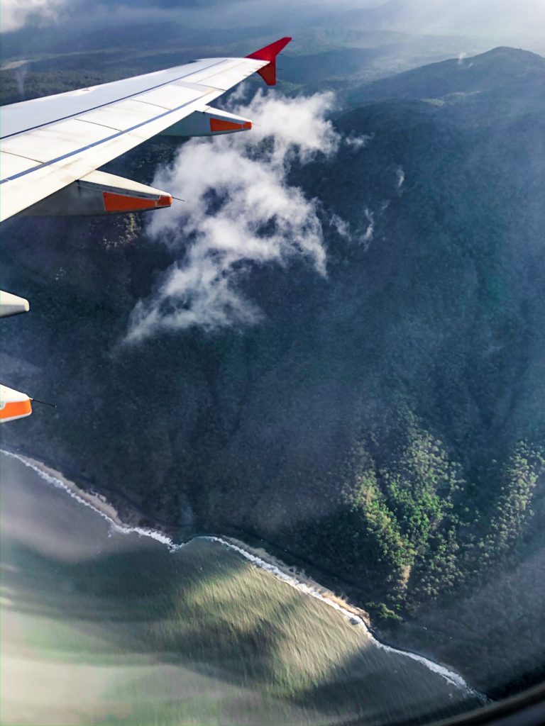 Jetstar flight across rainforest in Cairns